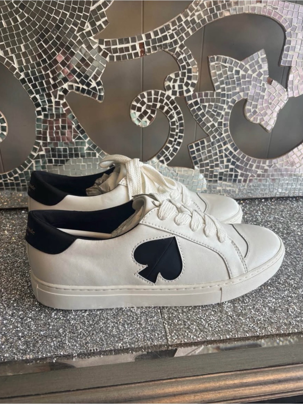 Kate Spade White And Black Leather Sneakers